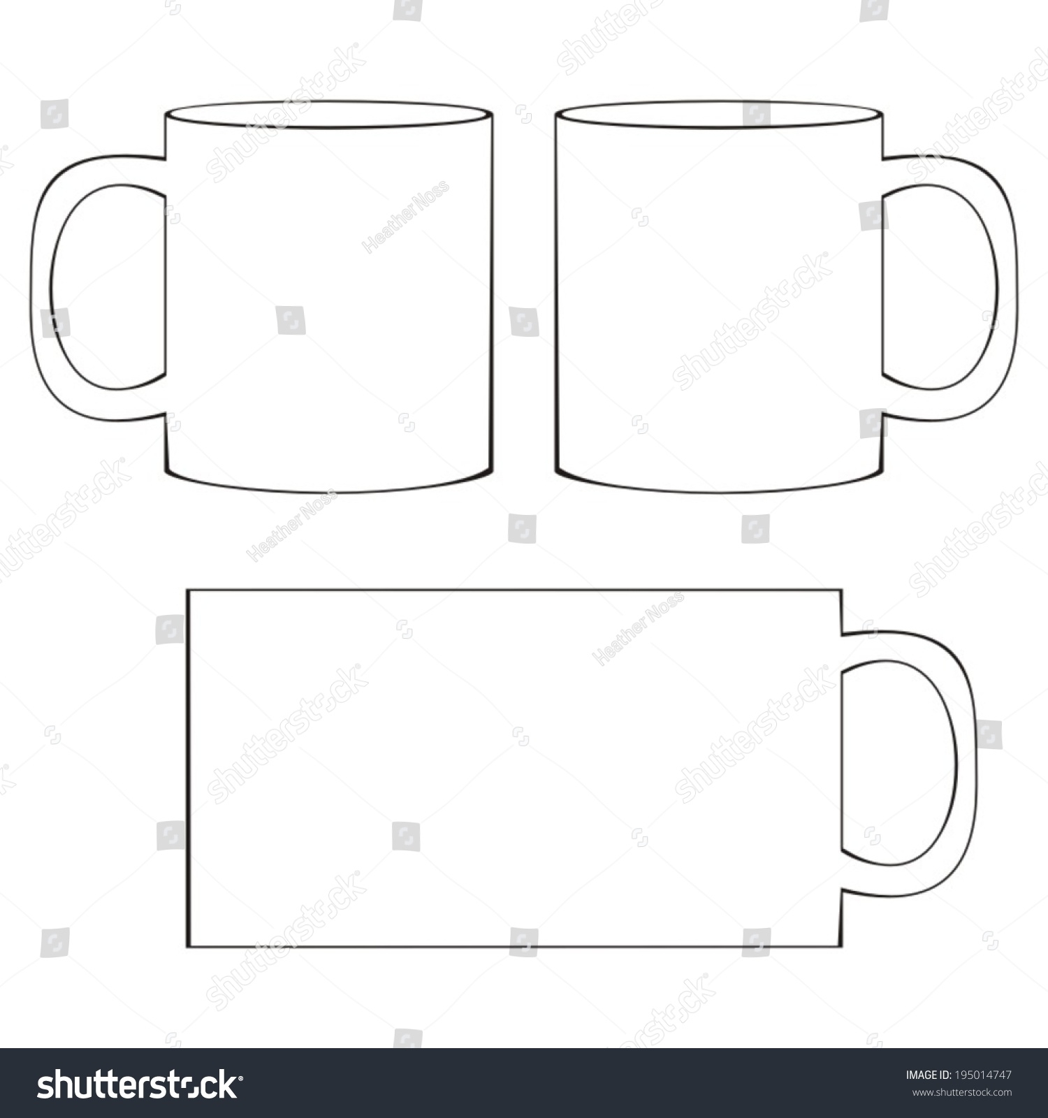 Coffee Mug Template Blank White Coffee Stock Vector Royalty Free 195014747 Shutterstock