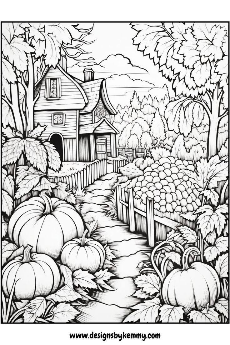 Coloring Pages For Adults Country Autumn Coloring Pages Designs By Kemmy