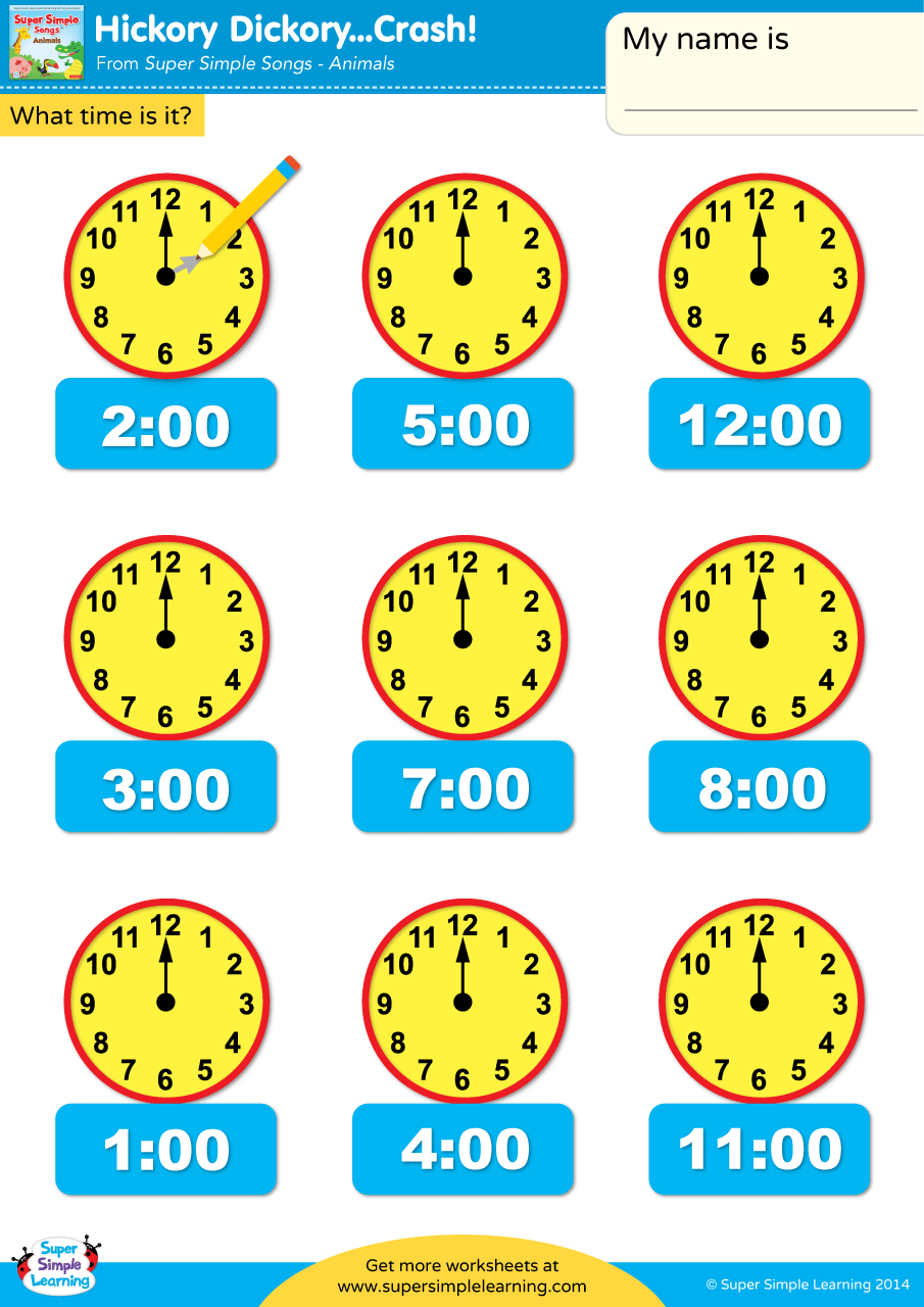 Hickory Dickory Crash Worksheet Draw The Clock Hands Super Simple