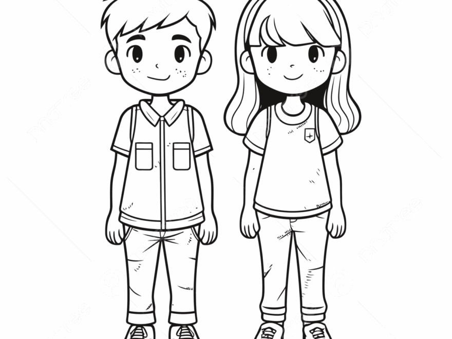 Kid Coloring Pages Printable Children Boy And Girl Outline Sketch Drawing Vector Wing Drawing Girl Drawing Ring Drawing PNG And Vector With Transparent Background For Free Download