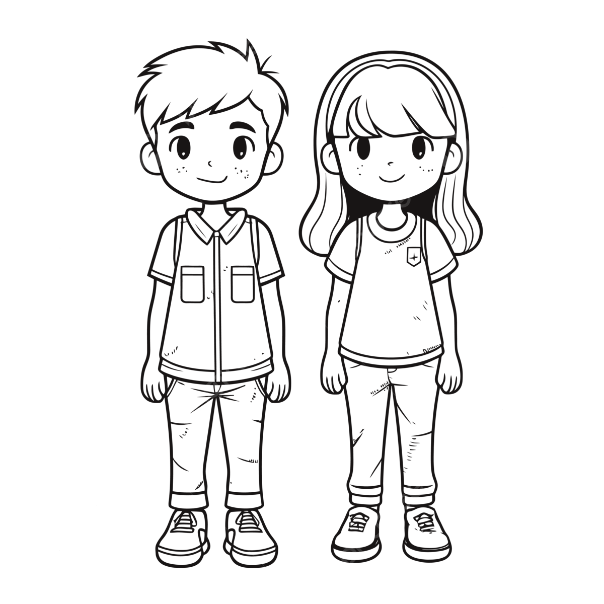 Kid Coloring Pages Printable Children Boy And Girl Outline Sketch Drawing Vector Wing Drawing Girl Drawing Ring Drawing PNG And Vector With Transparent Background For Free Download