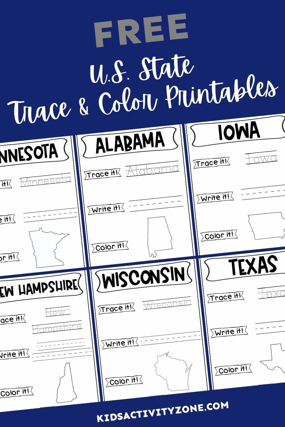 Trace Write And Color State Worksheets Kids Activity Zone