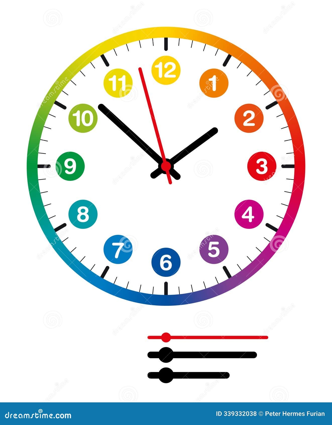 Printable Clock Colored Hands